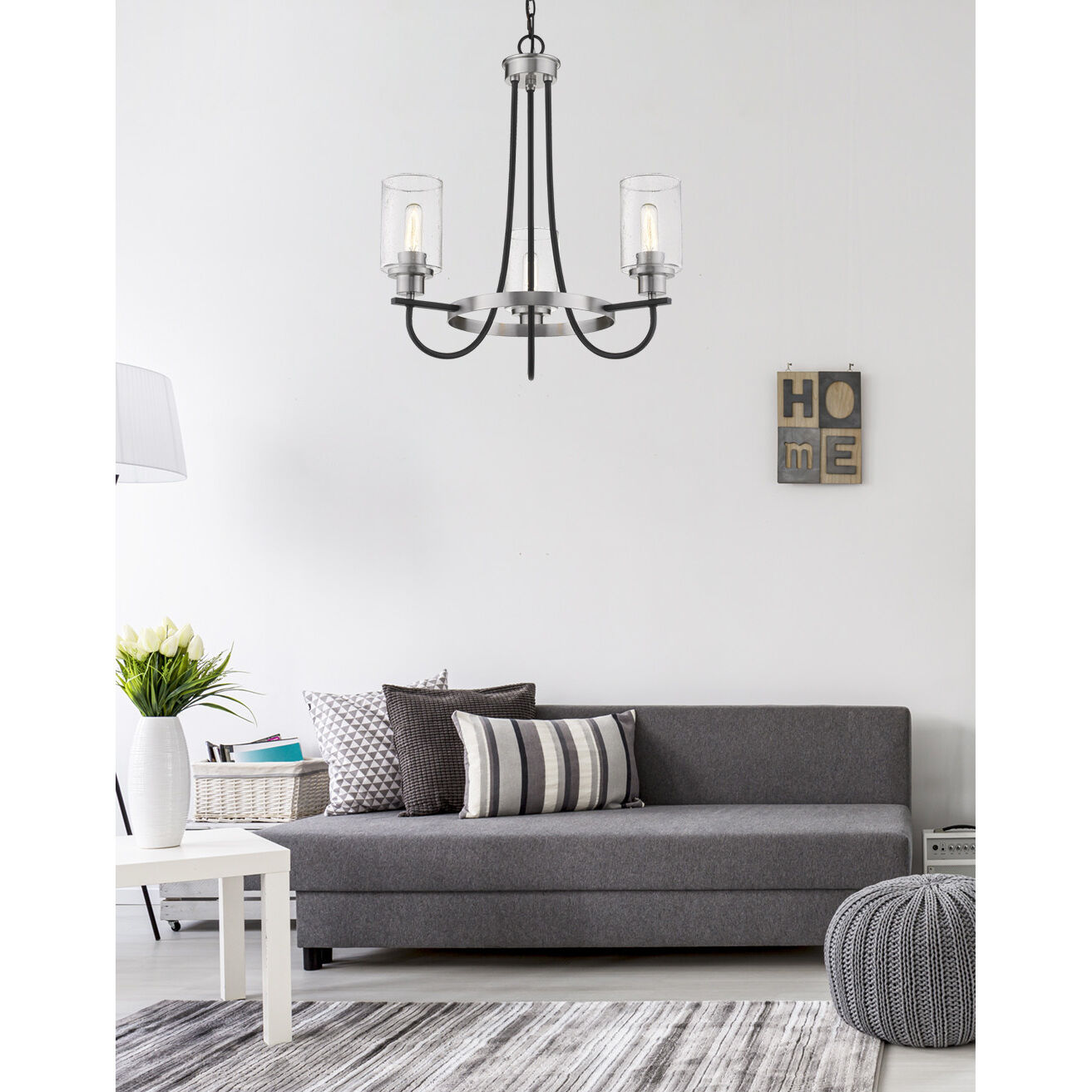 Clifton 5 Light 25.5 inch Matte Black/Brushed Nickel Chandelier Ceiling Light